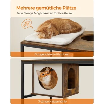 FEANDREA Kratzbaum 3-in-1 Mit Erhöhter Napfständer 7 FEANDREA Kratzbaum 3-in-1 Mit Erhöhter Napfständer – Bild 7