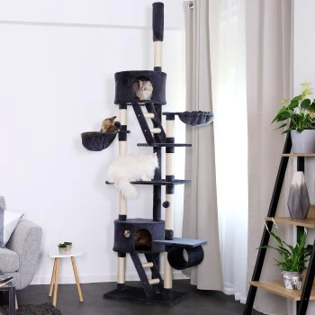 Lionto Kratzbaum XXL, Höhenverstellbar (230 - 250 Cm) Dunkelgrau 2 Lionto Kratzbaum XXL, Höhenverstellbar (230 - 250 Cm) Dunkelgrau – Bild 2